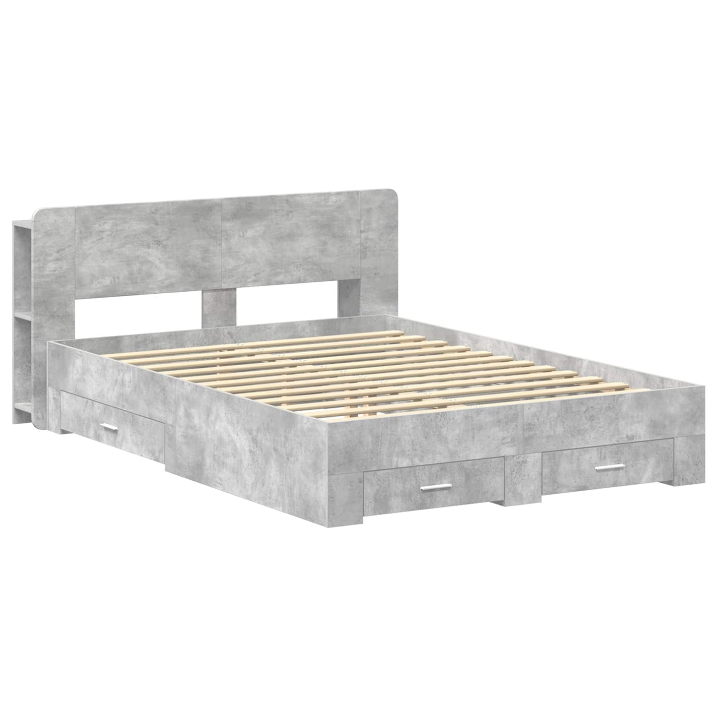 vidaXL Bed Frame with Storage Concrete Grey 150 x 200 cm 2