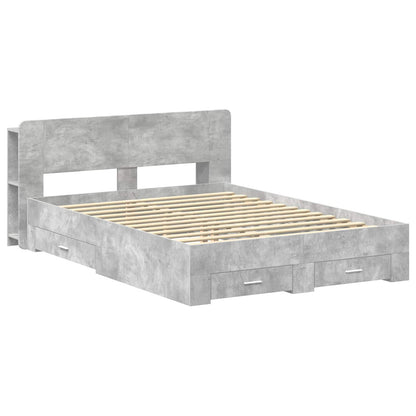 vidaXL Bed Frame with Storage Concrete Grey 150 x 200 cm 2
