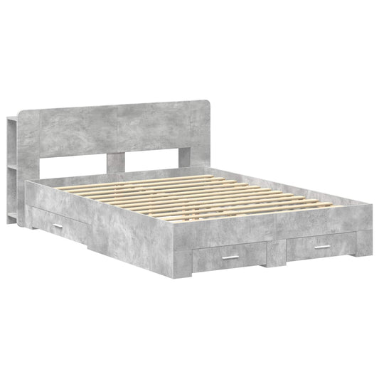vidaXL Bed Frame with Storage Concrete Grey 150 x 200 cm 2
