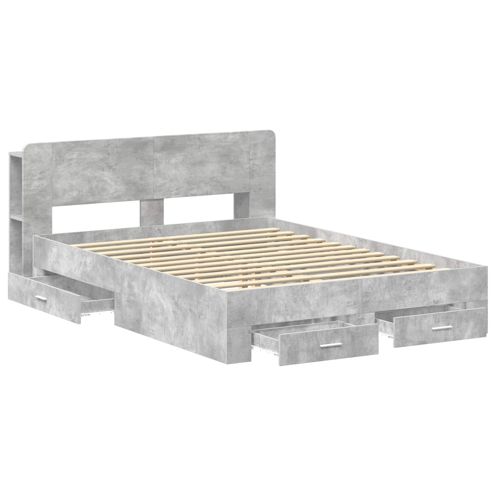 vidaXL Bed Frame with Storage Concrete Grey 150 x 200 cm 3
