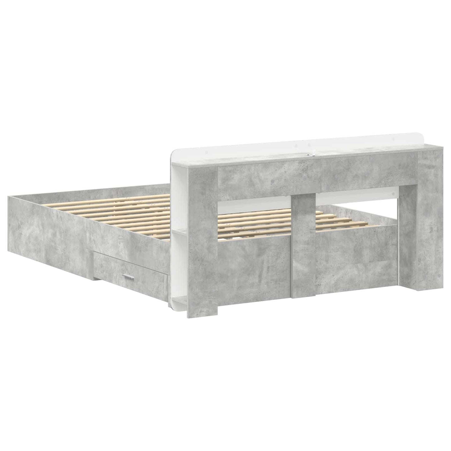 vidaXL Bed Frame with Storage Concrete Grey 150 x 200 cm 5