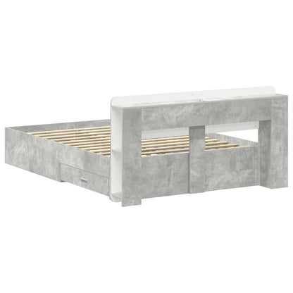 vidaXL Bed Frame with Storage Concrete Grey 150 x 200 cm 5