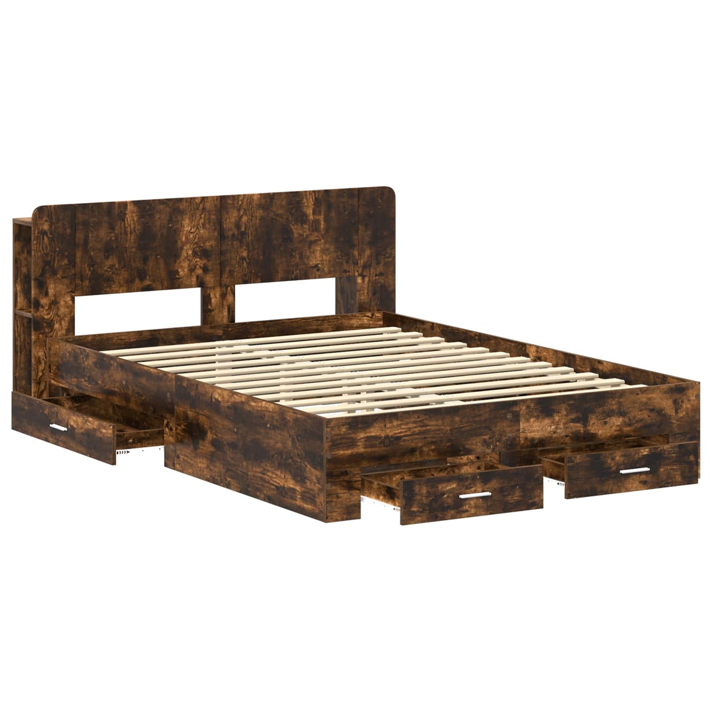 vidaXL Bed Frame with Storage Smoked Oak 150 x 200 cm Engineered Wood 3