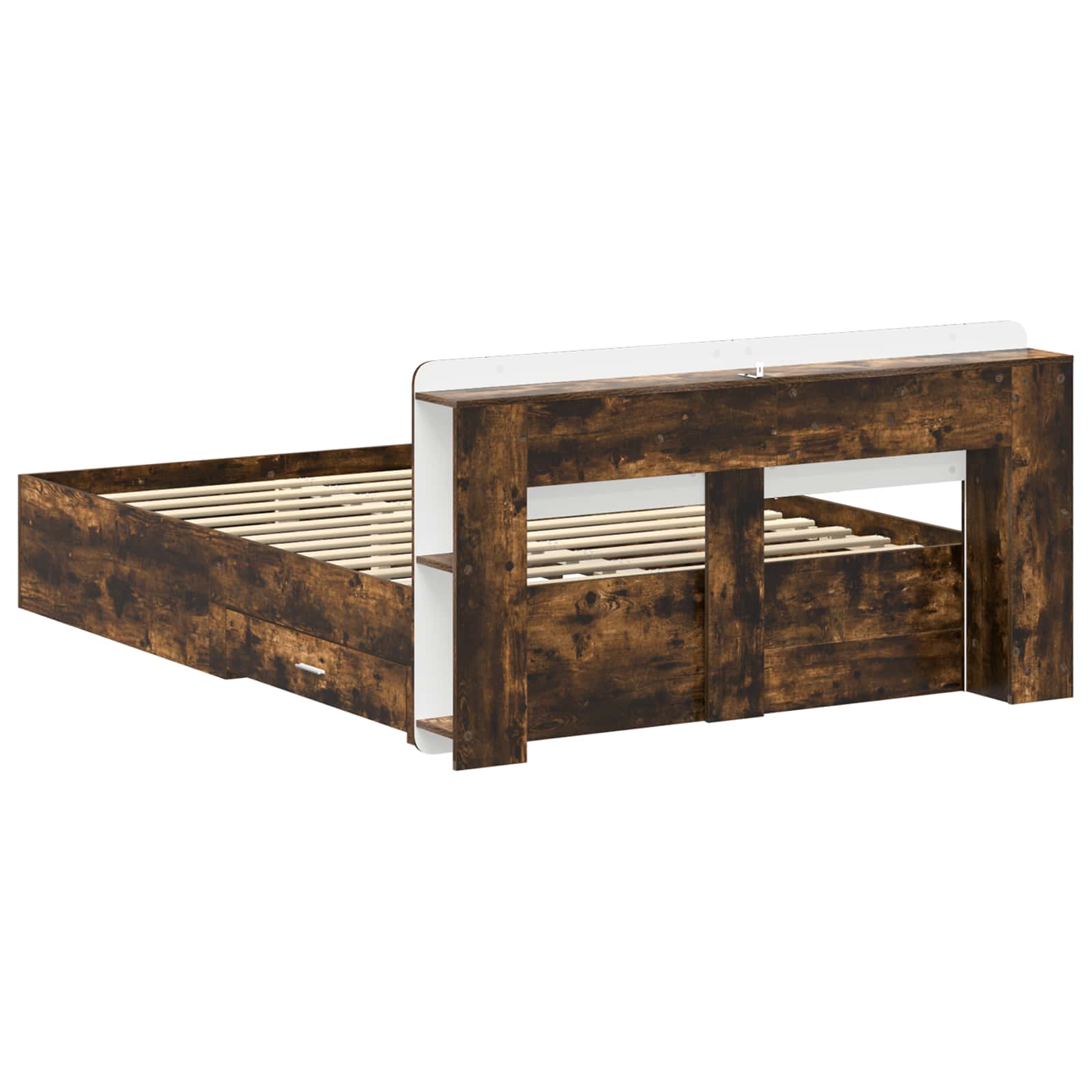vidaXL Bed Frame with Storage Smoked Oak 150 x 200 cm Engineered Wood 5