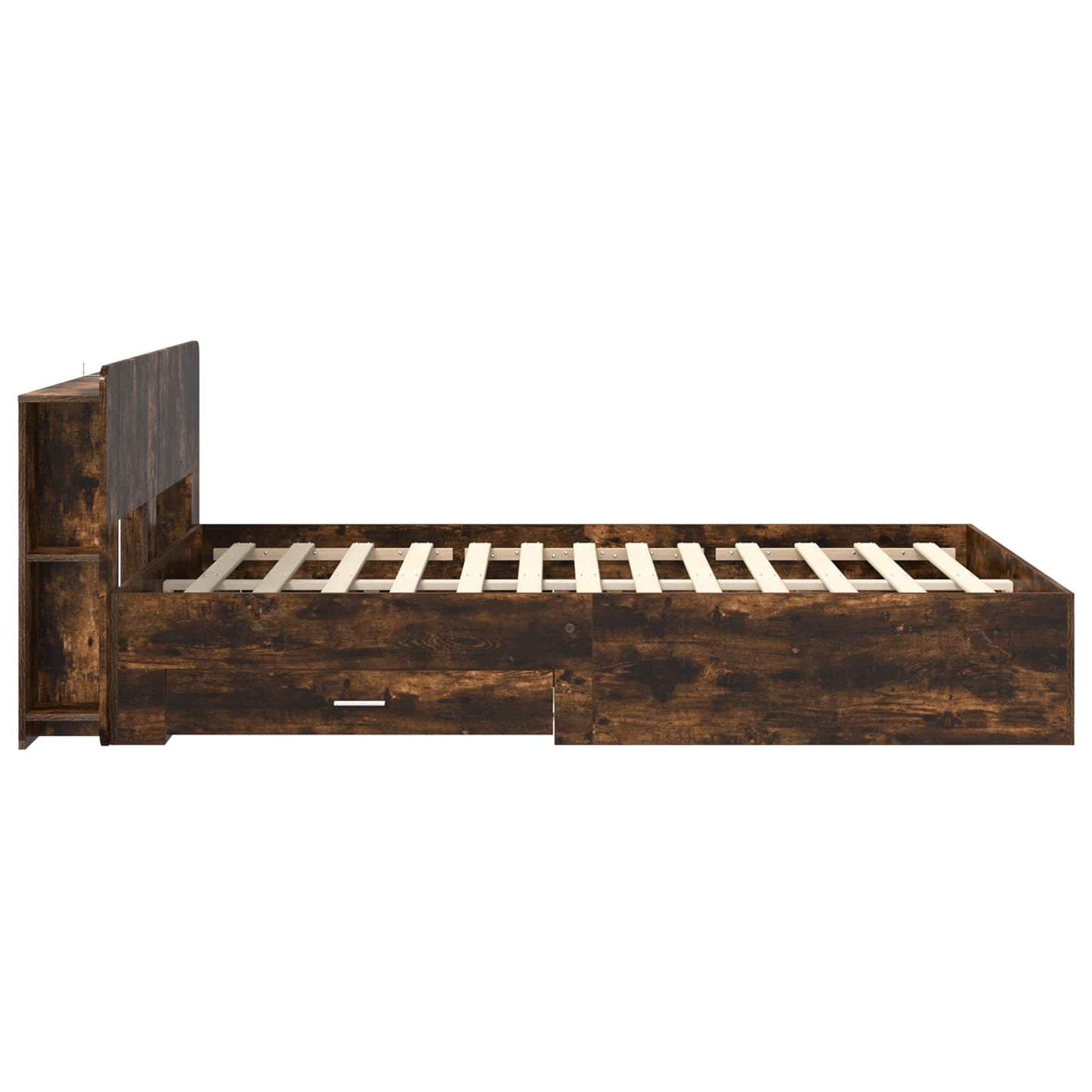 vidaXL Bed Frame with Storage Smoked Oak 150 x 200 cm Engineered Wood 4