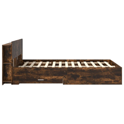 vidaXL Bed Frame with Storage Smoked Oak 150 x 200 cm Engineered Wood 4