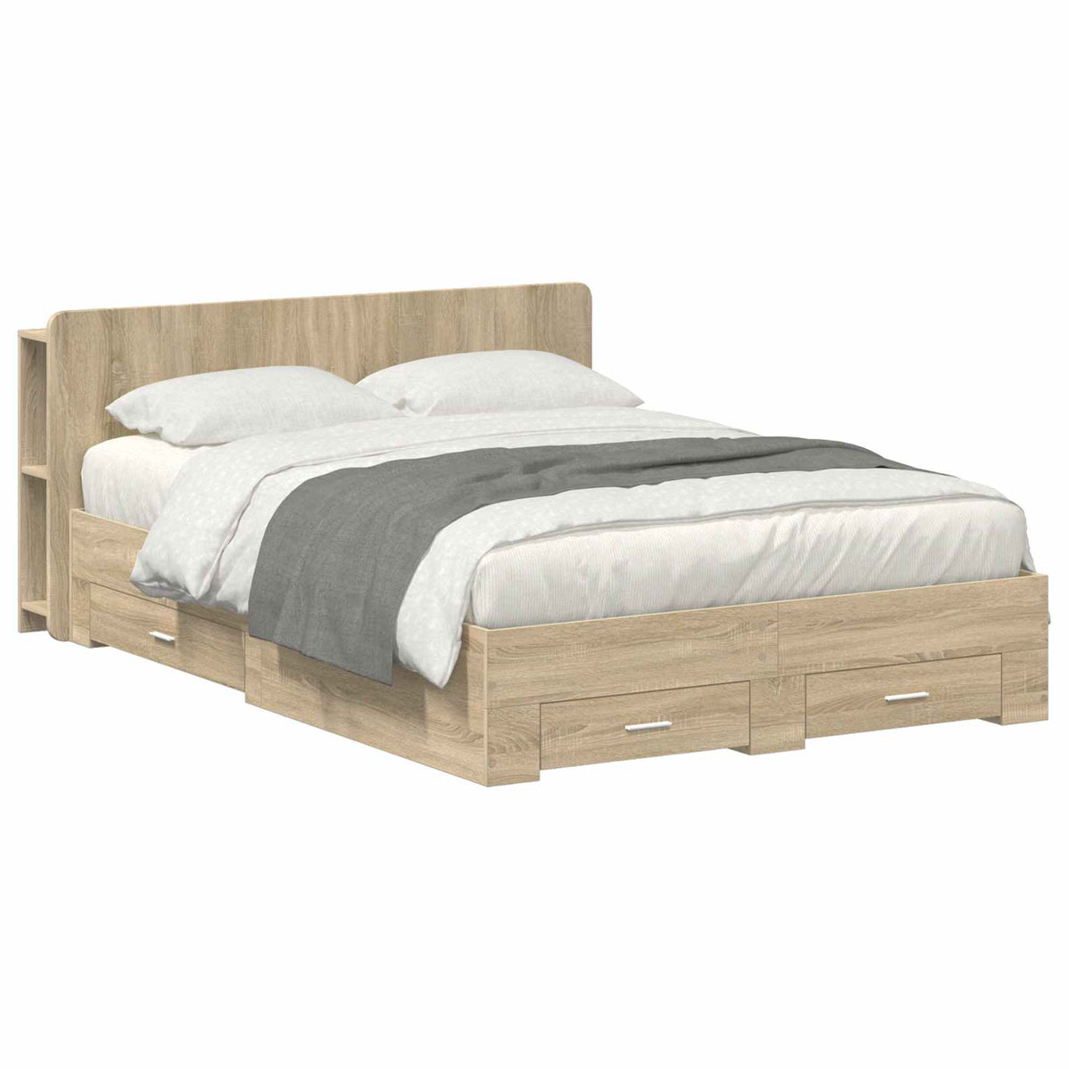 vidaXL Bed Frame with Storage Sonoma Oak 150 x 200 cm Engineered Wood 1