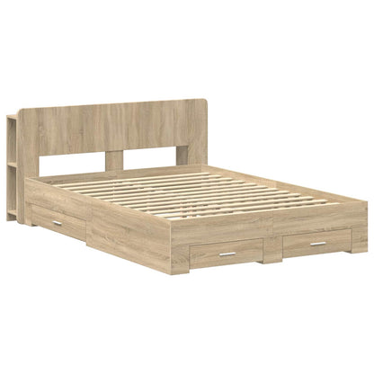 vidaXL Bed Frame with Storage Sonoma Oak 150 x 200 cm Engineered Wood 2
