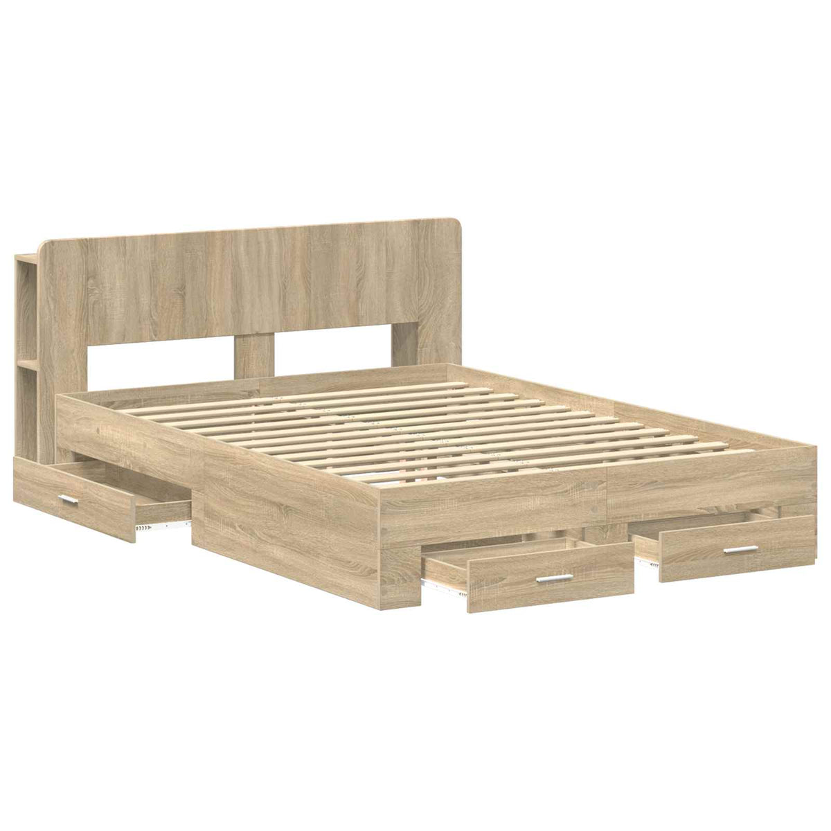 vidaXL Bed Frame with Storage Sonoma Oak 150 x 200 cm Engineered Wood 3