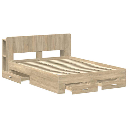 vidaXL Bed Frame with Storage Sonoma Oak 150 x 200 cm Engineered Wood 3