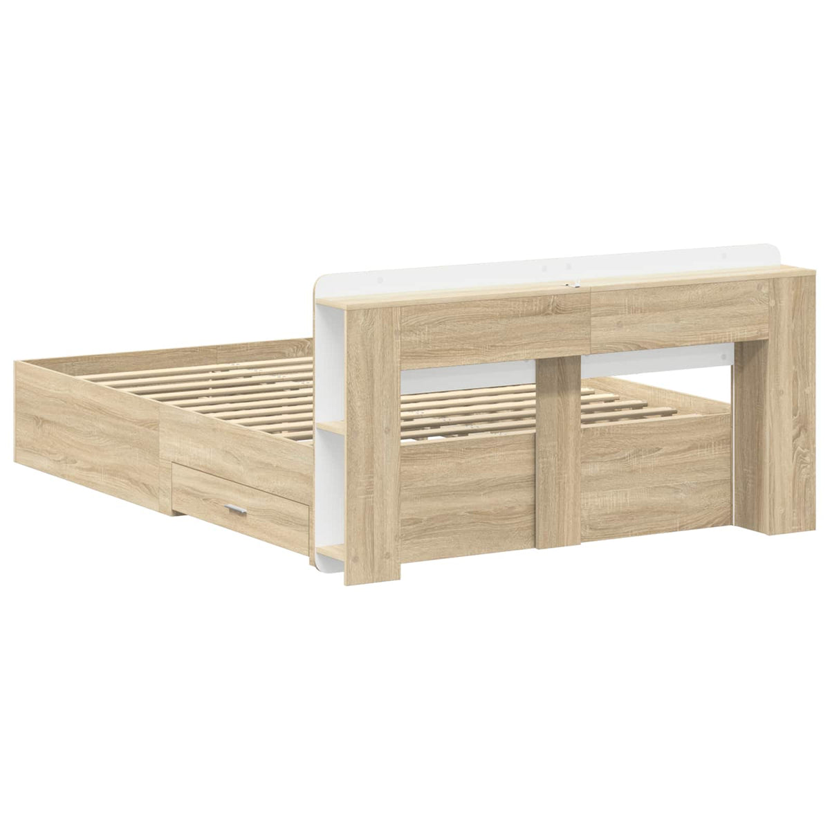 vidaXL Bed Frame with Storage Sonoma Oak 150 x 200 cm Engineered Wood 5