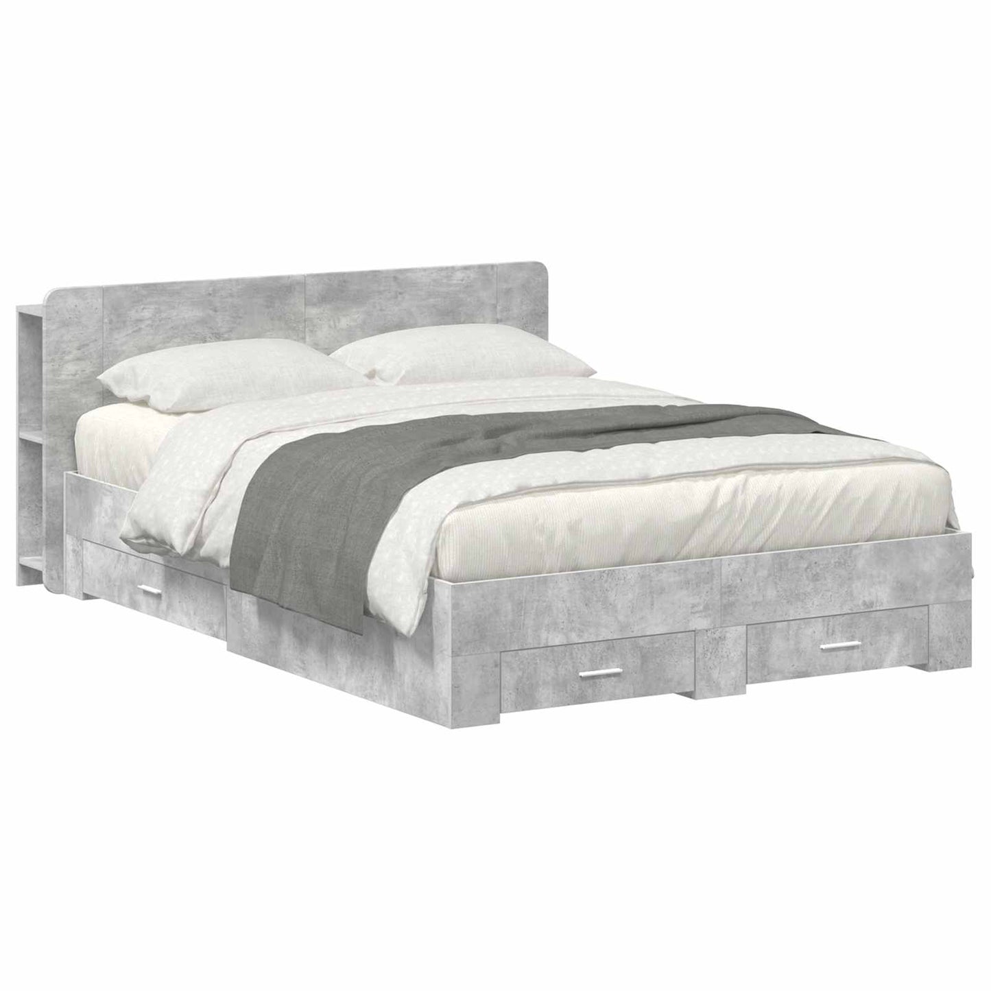 vidaXL Bed Frame with Storage Concrete Grey 160 x 200 cm 1
