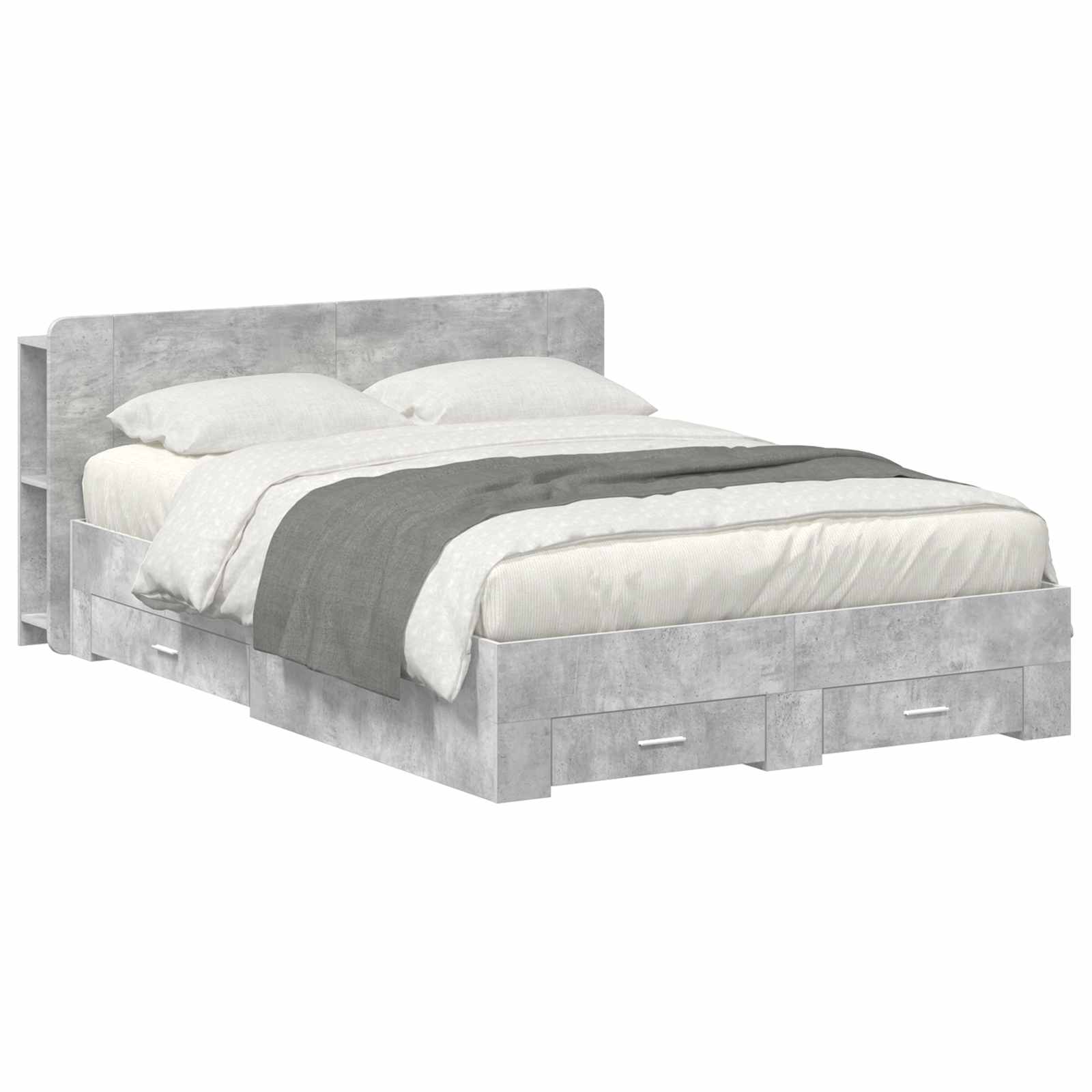 vidaXL Bed Frame with Storage Concrete Grey 160 x 200 cm 1