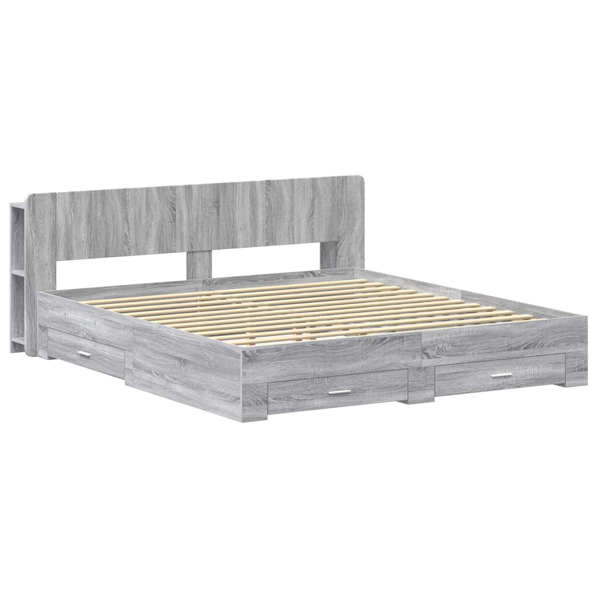 vidaXL Bed Frame with Storage Grey Sonoma 200 x 200 cm Engineered Wood 2