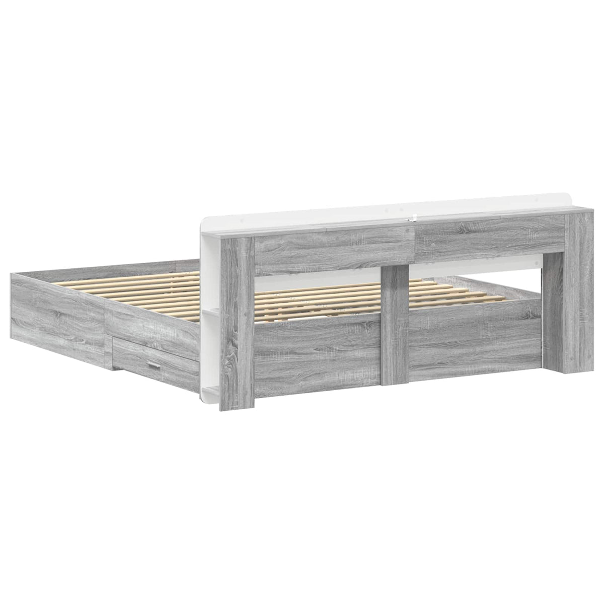 vidaXL Bed Frame with Storage Grey Sonoma 200 x 200 cm Engineered Wood 5