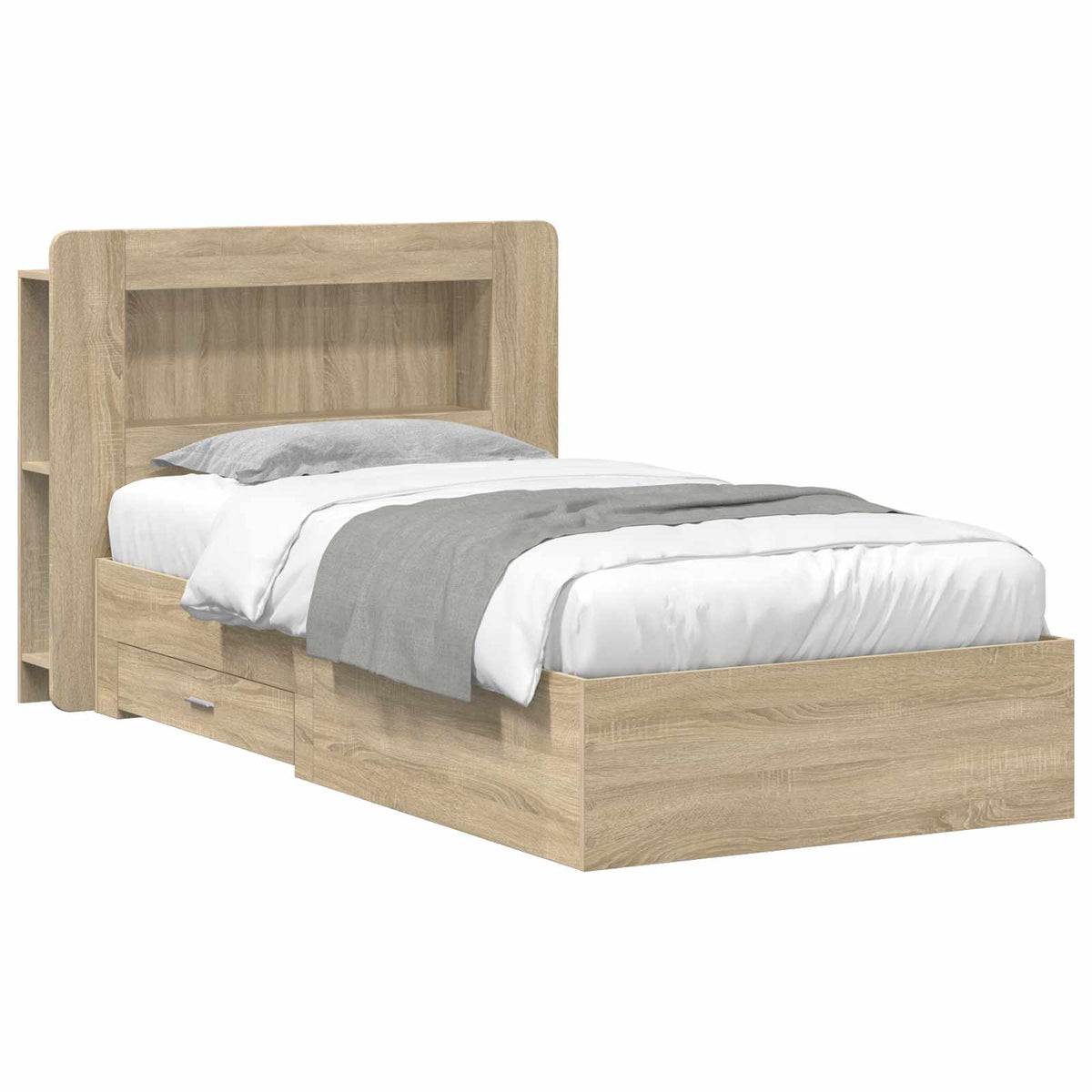 vidaXL Bed Frame with Storage Engineered Wood Length 190 cm with Centre Shelf