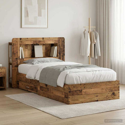 vidaXL Bed Frame with Storage Engineered Wood Length 190 cm with Centre Shelf