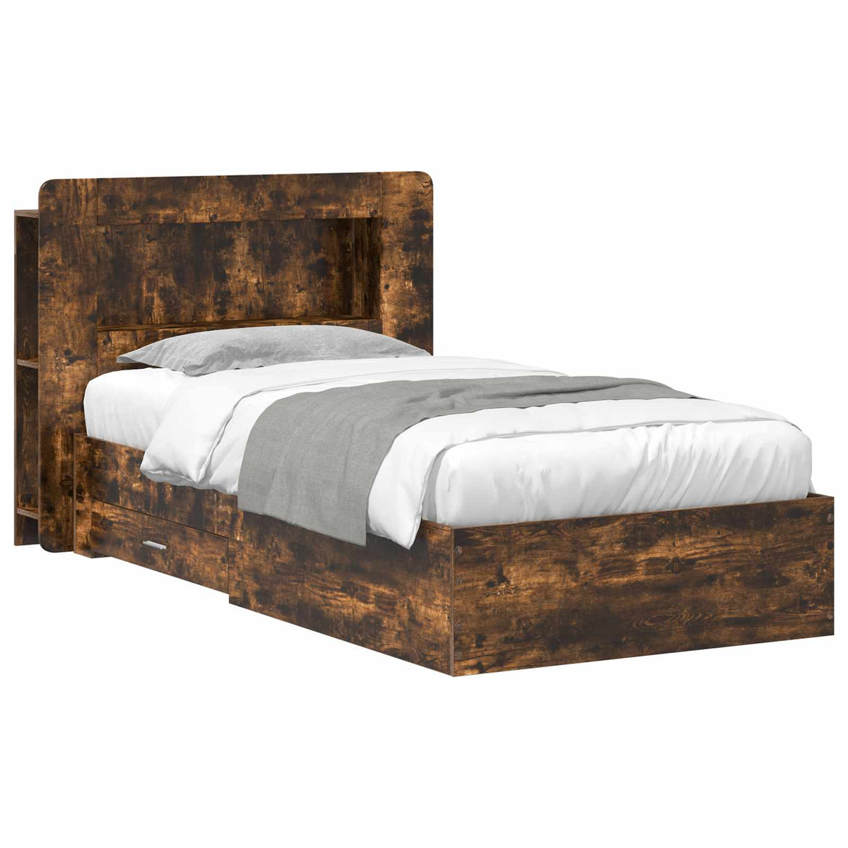 vidaXL Bed Frame with Storage Engineered Wood Length 190 cm with Centre Shelf
