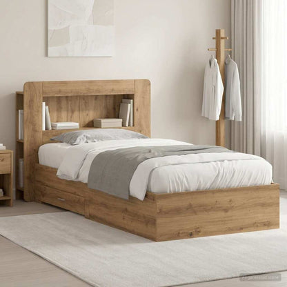 vidaXL Bed Frame with Storage Artisan Oak 90 x 200 cm Engineered Wood 1