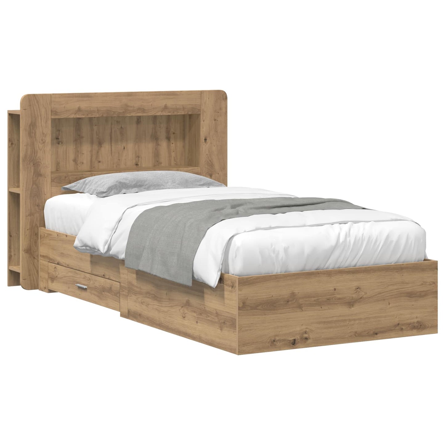 vidaXL Bed Frame with Storage Artisan Oak 90 x 200 cm Engineered Wood 2