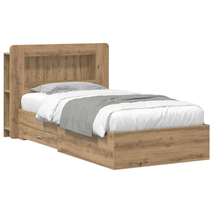 vidaXL Bed Frame with Storage Artisan Oak 90 x 200 cm Engineered Wood 2