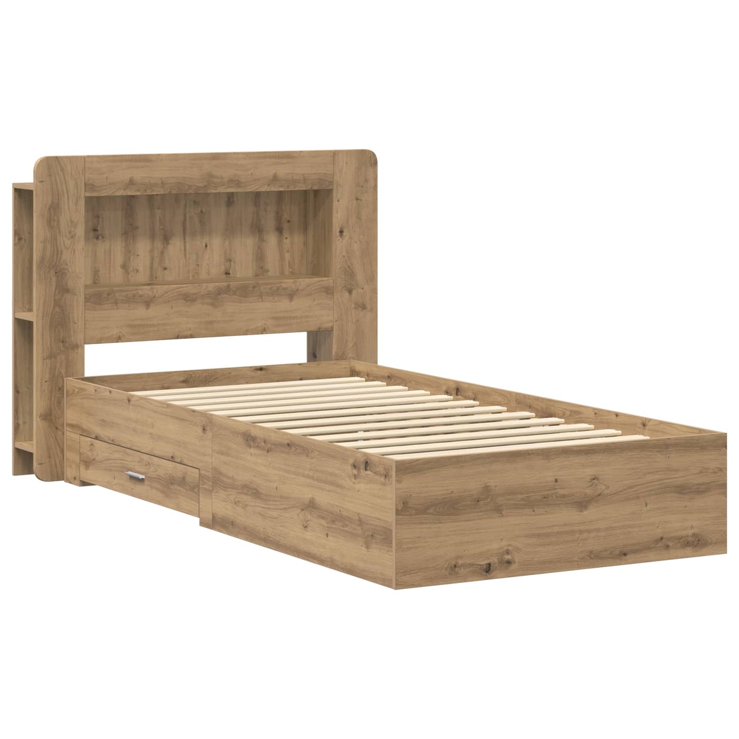vidaXL Bed Frame with Storage Artisan Oak 90 x 200 cm Engineered Wood 3