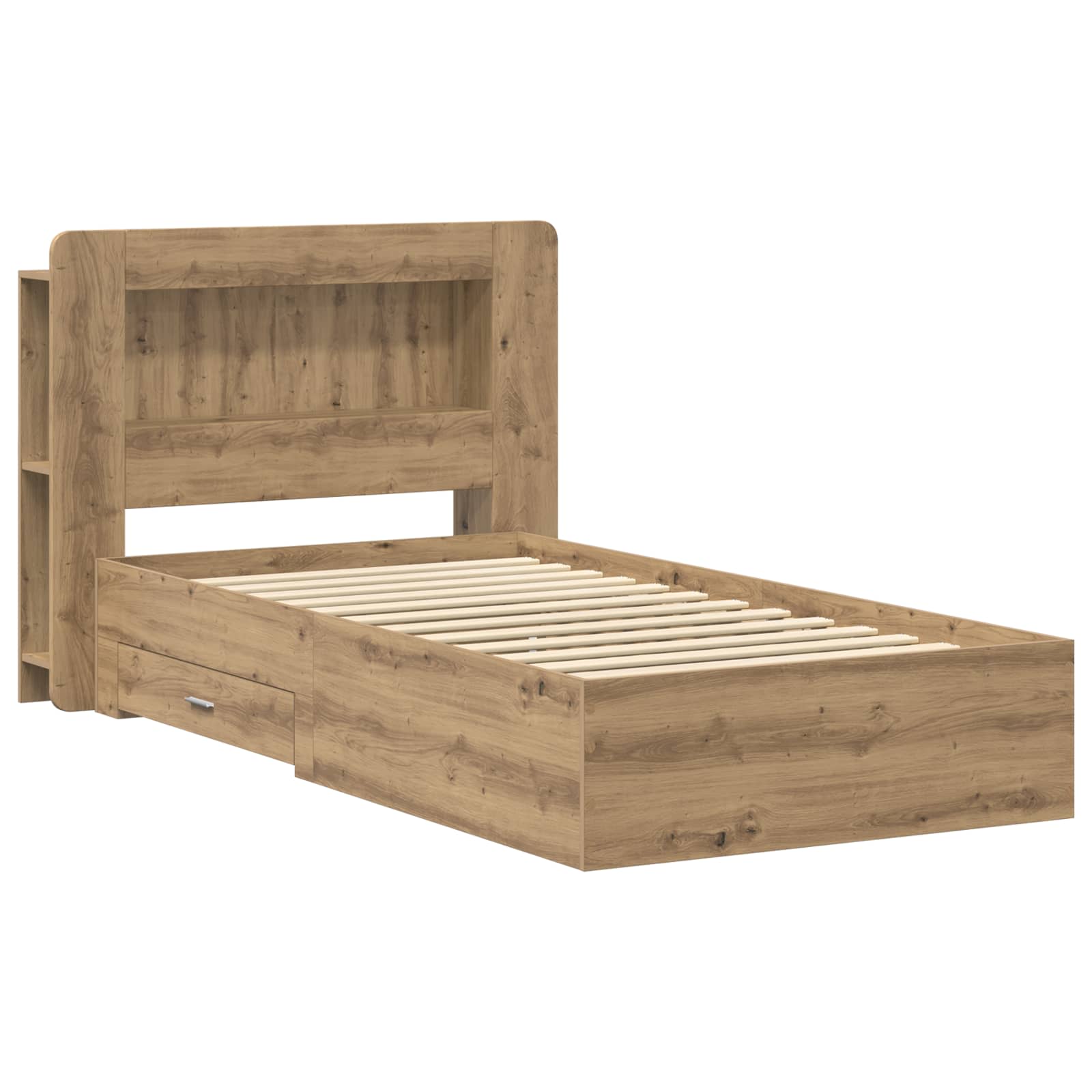 vidaXL Bed Frame with Storage Artisan Oak 90 x 200 cm Engineered Wood 3