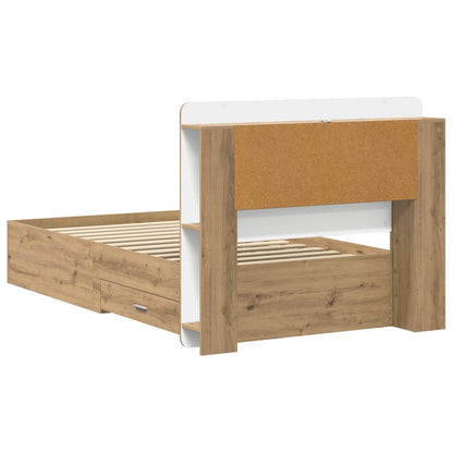 vidaXL Bed Frame with Storage Artisan Oak 90 x 200 cm Engineered Wood 6