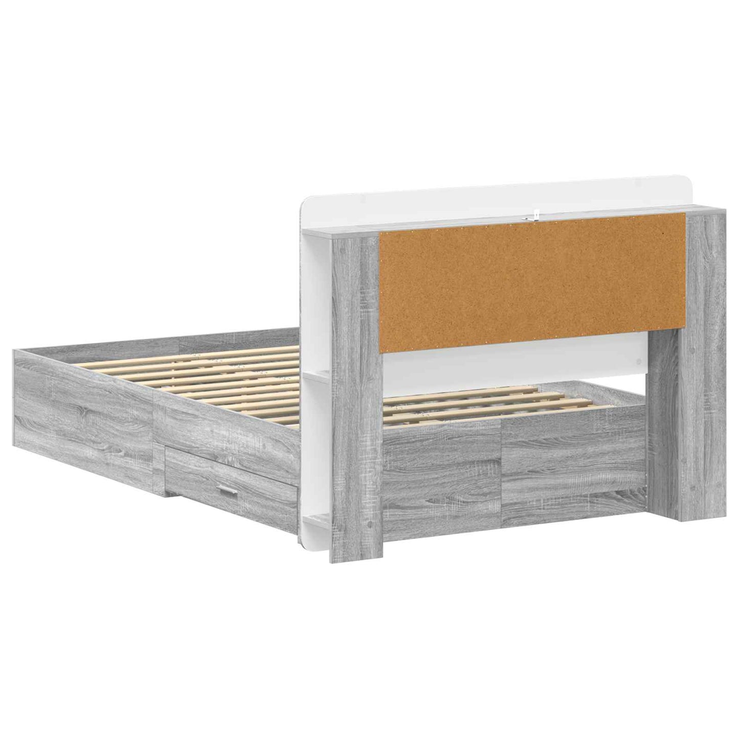 vidaXL Bed Frame with Storage Grey Sonoma 120 x 190 cm Engineered Wood 5