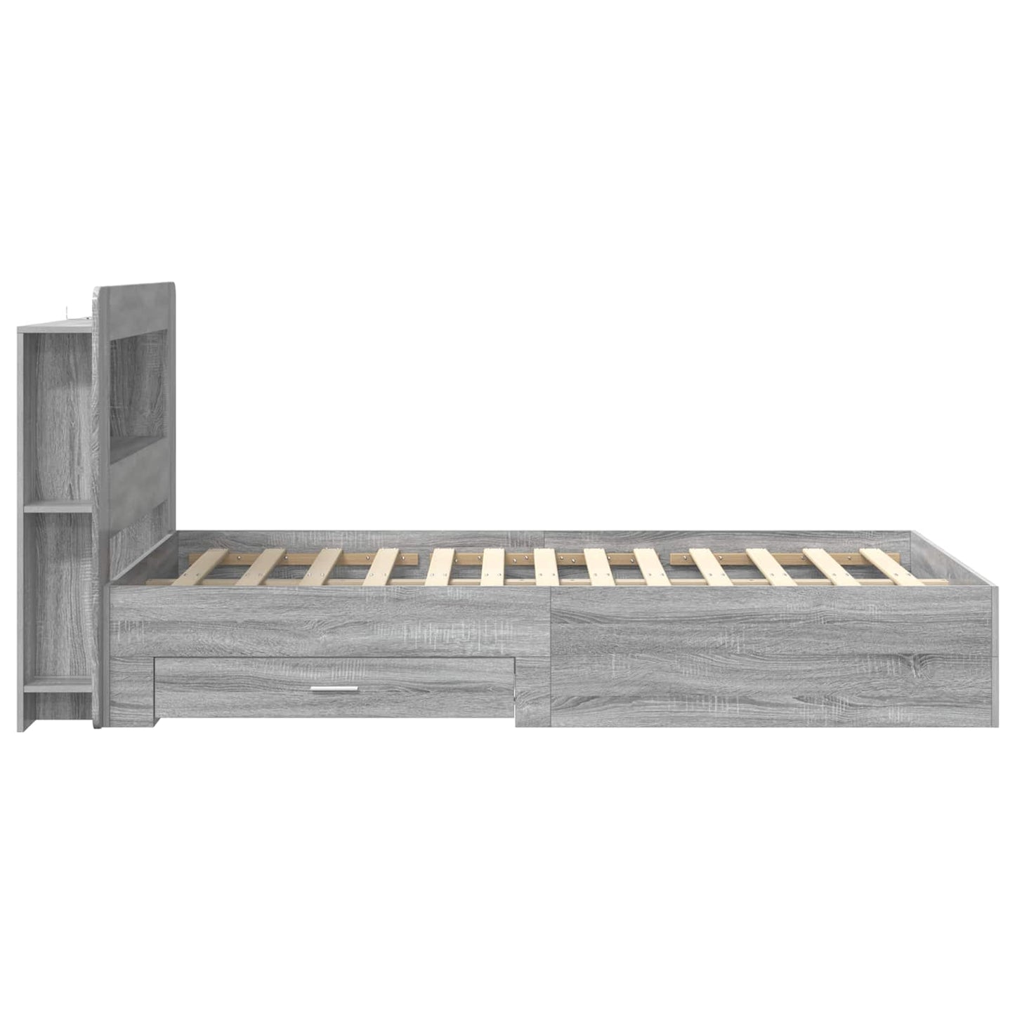 vidaXL Bed Frame with Storage Grey Sonoma 120 x 190 cm Engineered Wood 4