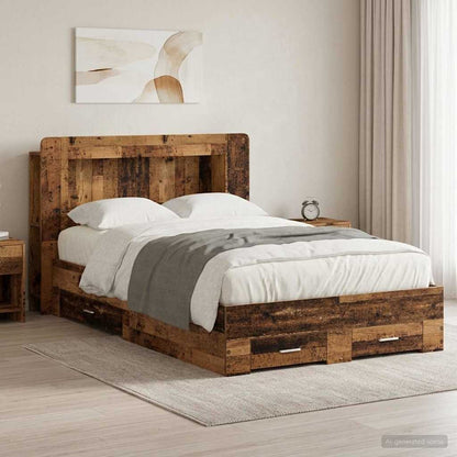 vidaXL Bed Frame with Storage Engineered Wood Length 190 cm with Centre Shelf