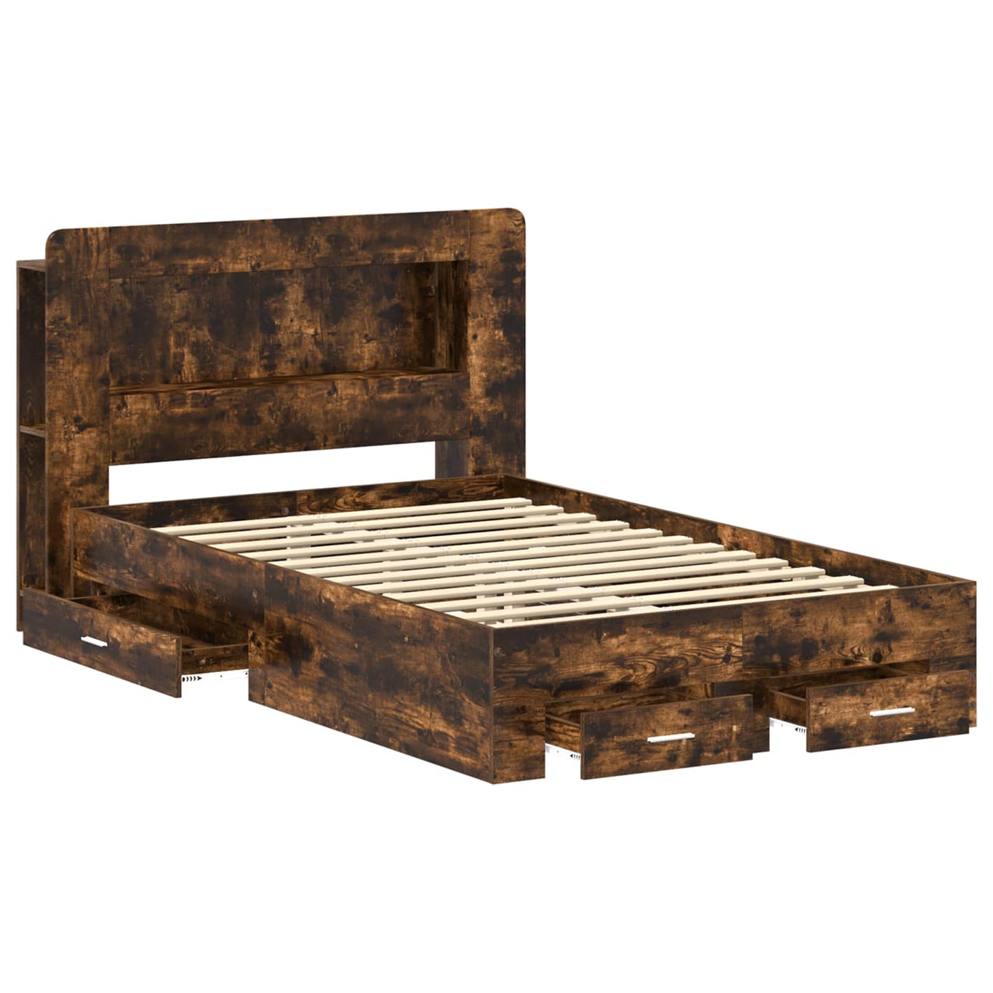 vidaXL Bed Frame with Storage Smoked Oak 120 x 190 cm Engineered Wood 3