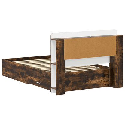 vidaXL Bed Frame with Storage Smoked Oak 120 x 190 cm Engineered Wood 5