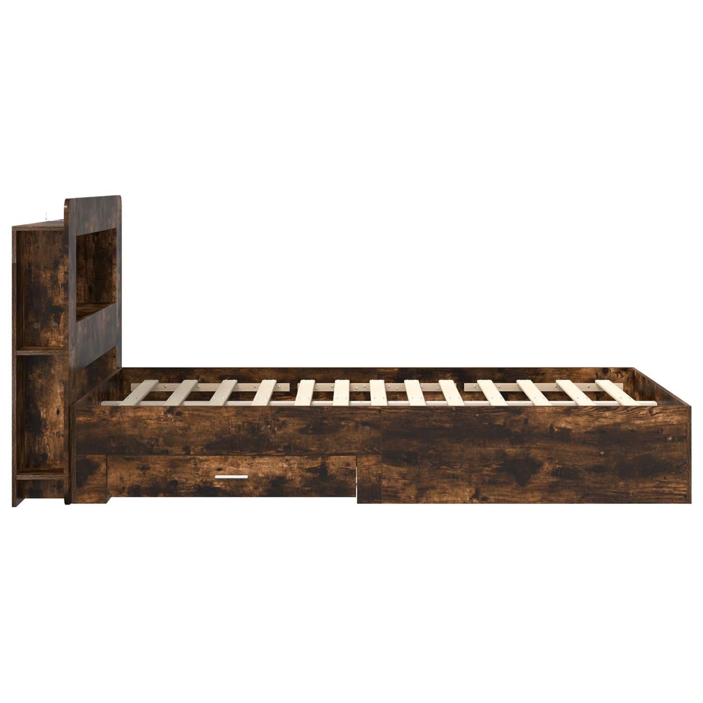vidaXL Bed Frame with Storage Smoked Oak 120 x 190 cm Engineered Wood 4