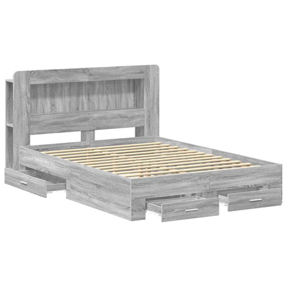 vidaXL Bed Frame with Storage Grey Sonoma 140 x 200 cm Engineered Wood 3