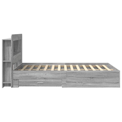 vidaXL Bed Frame with Storage Grey Sonoma 140 x 200 cm Engineered Wood 4