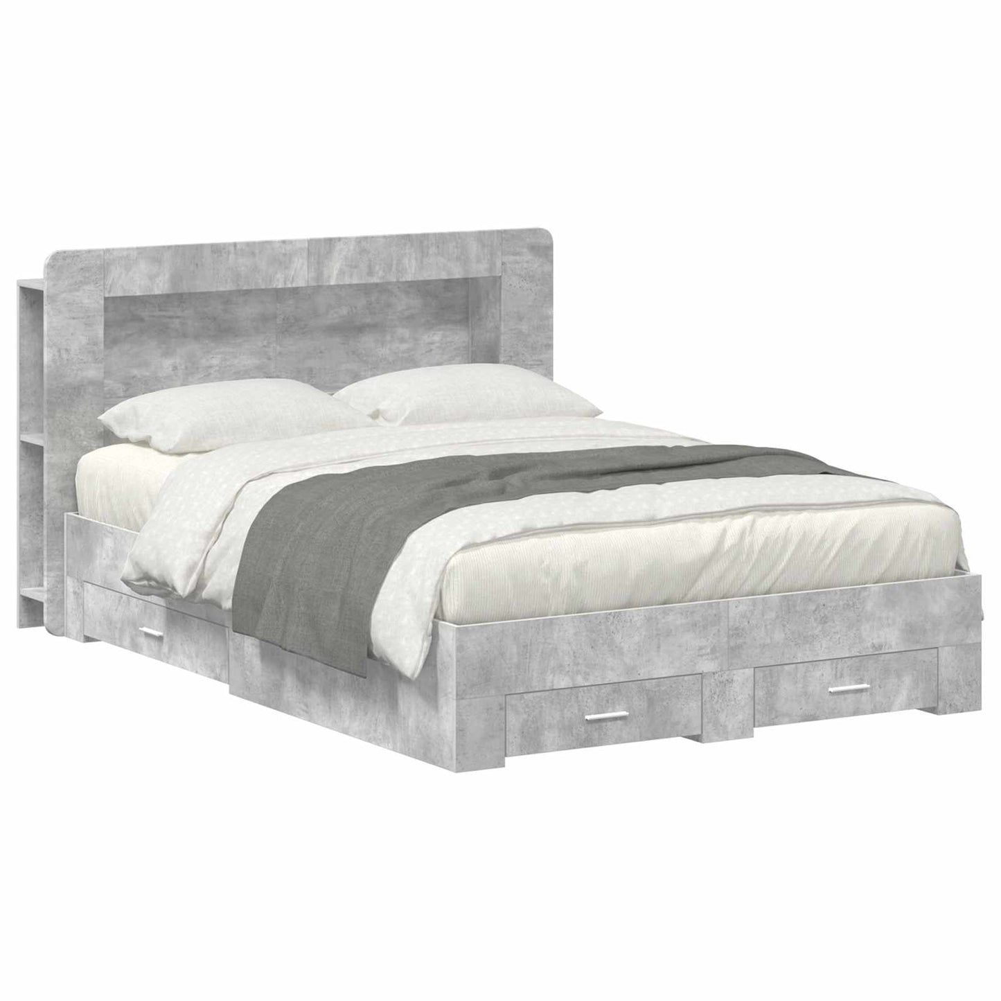 vidaXL Bed Frame with Storage Concrete Grey 150 x 200 cm 1