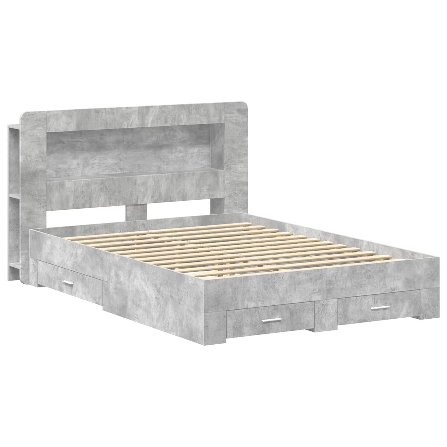 vidaXL Bed Frame with Storage Concrete Grey 150 x 200 cm 2