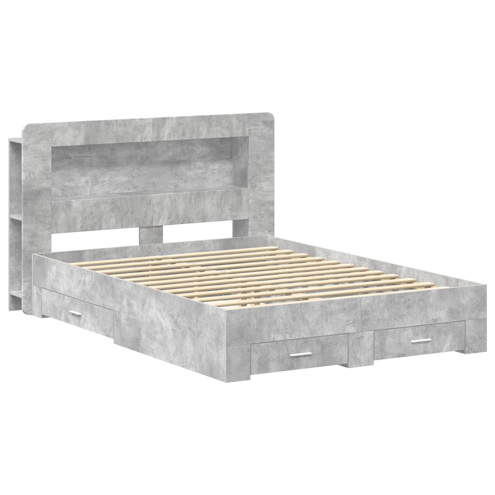 vidaXL Bed Frame with Storage Concrete Grey 150 x 200 cm 2