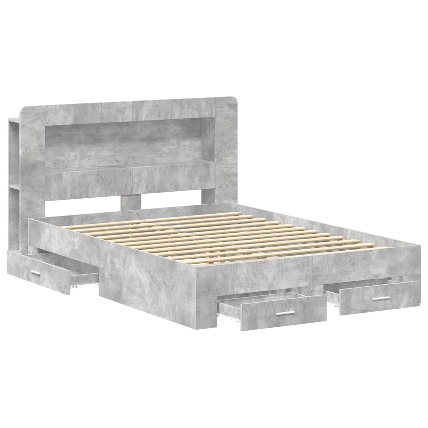vidaXL Bed Frame with Storage Concrete Grey 150 x 200 cm 3