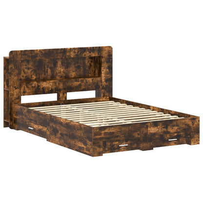 vidaXL Bed Frame with Storage Smoked Oak 150 x 200 cm Engineered Wood 2