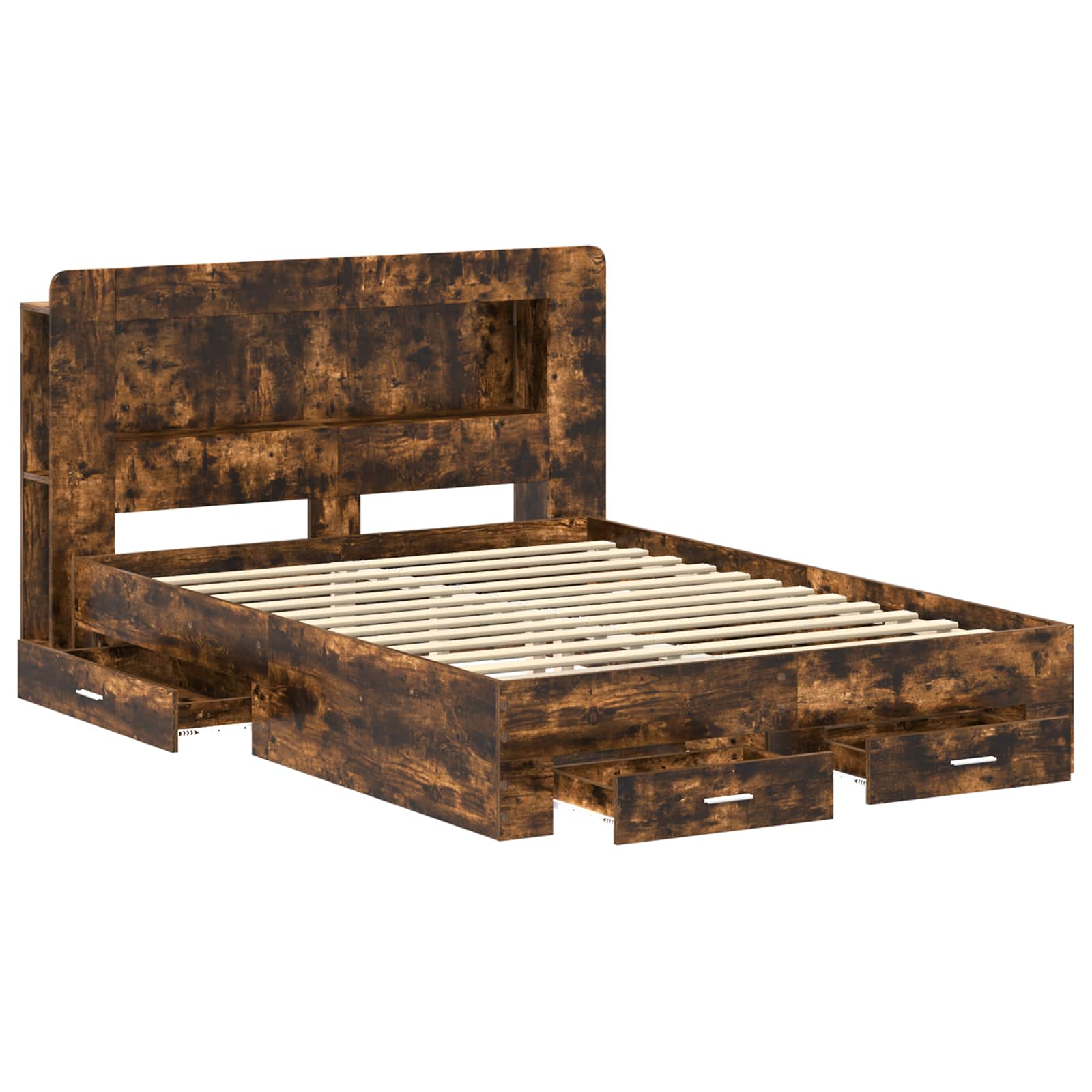 vidaXL Bed Frame with Storage Smoked Oak 150 x 200 cm Engineered Wood 3
