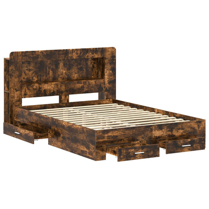 vidaXL Bed Frame with Storage Smoked Oak 150 x 200 cm Engineered Wood 3