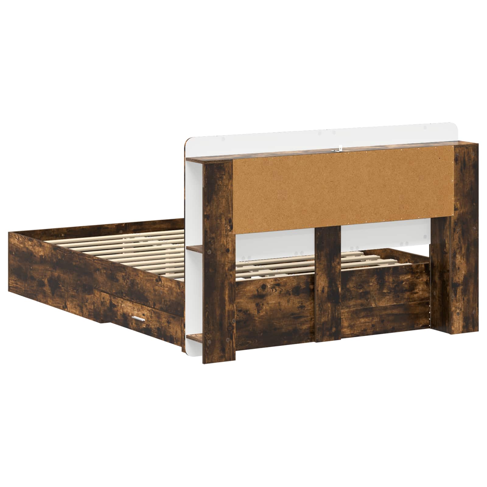 vidaXL Bed Frame with Storage Smoked Oak 150 x 200 cm Engineered Wood 5