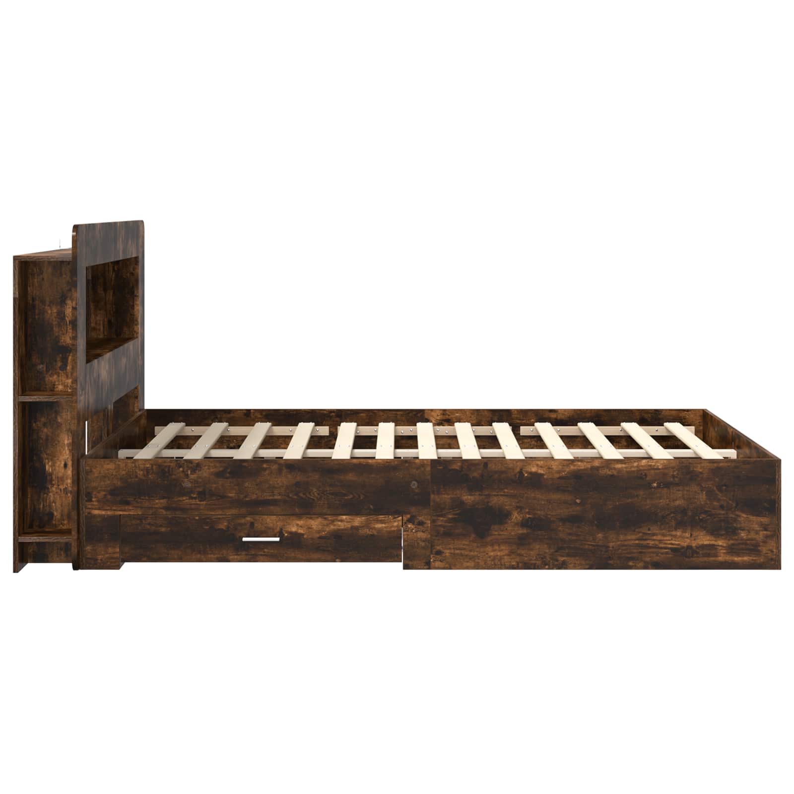 vidaXL Bed Frame with Storage Smoked Oak 150 x 200 cm Engineered Wood 4