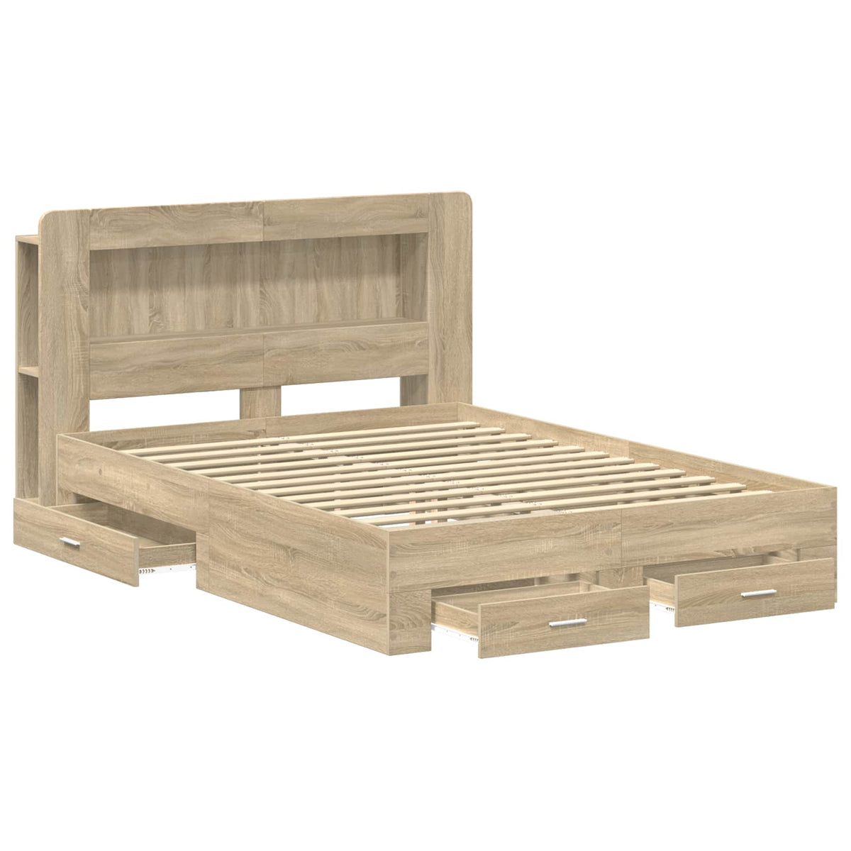 vidaXL Bed Frame with Storage Sonoma Oak 150 x 200 cm Engineered Wood 3