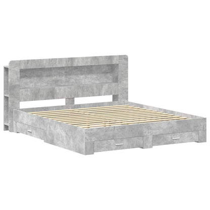 vidaXL Bed Frame with Storage Concrete Grey 200 x 200 cm 2