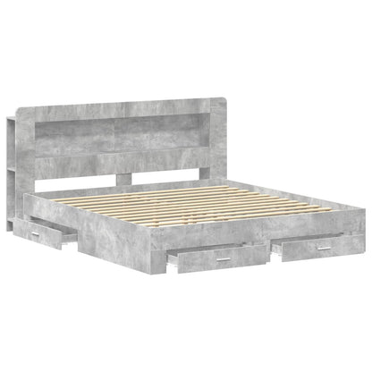 vidaXL Bed Frame with Storage Concrete Grey 200 x 200 cm 3