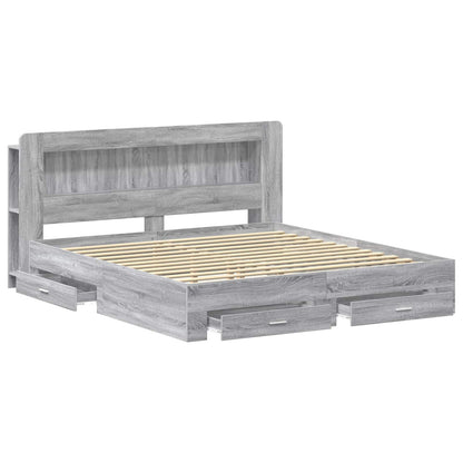 vidaXL Bed Frame with Storage Grey Sonoma 200 x 200 cm Engineered Wood 3