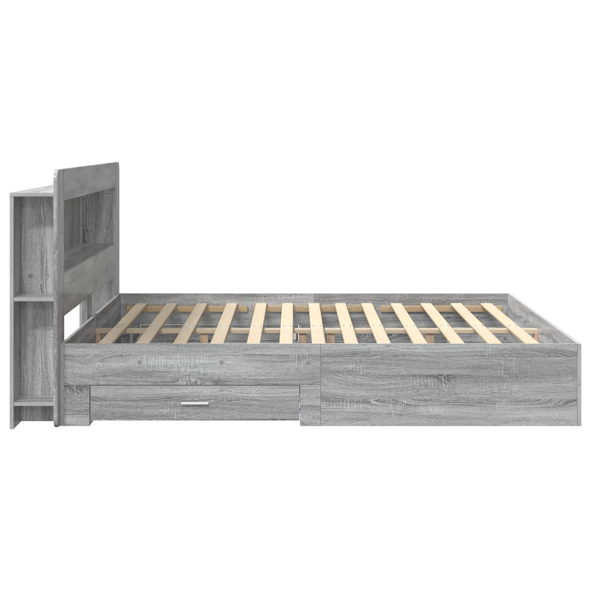 vidaXL Bed Frame with Storage Grey Sonoma 200 x 200 cm Engineered Wood 4